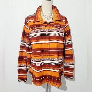 Cabela’s Women’s Size XL Shirt Shacket Southwest Aztec Stripe 100% Cotton